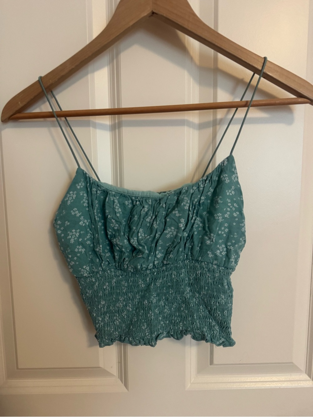 La Hearts Teal Floral Smocked Cami Tank